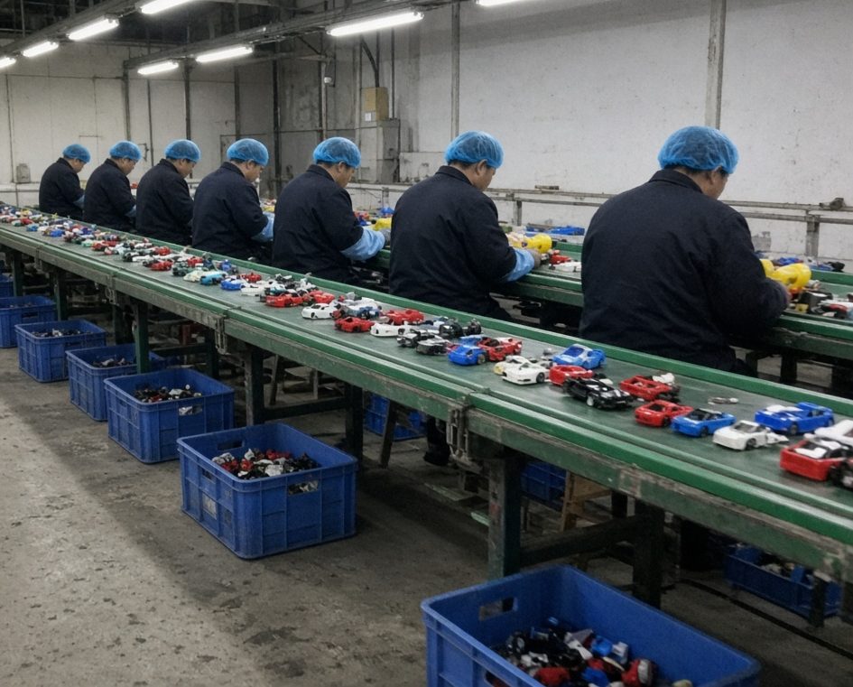 Assembly line at a partner toy factory in Shantou