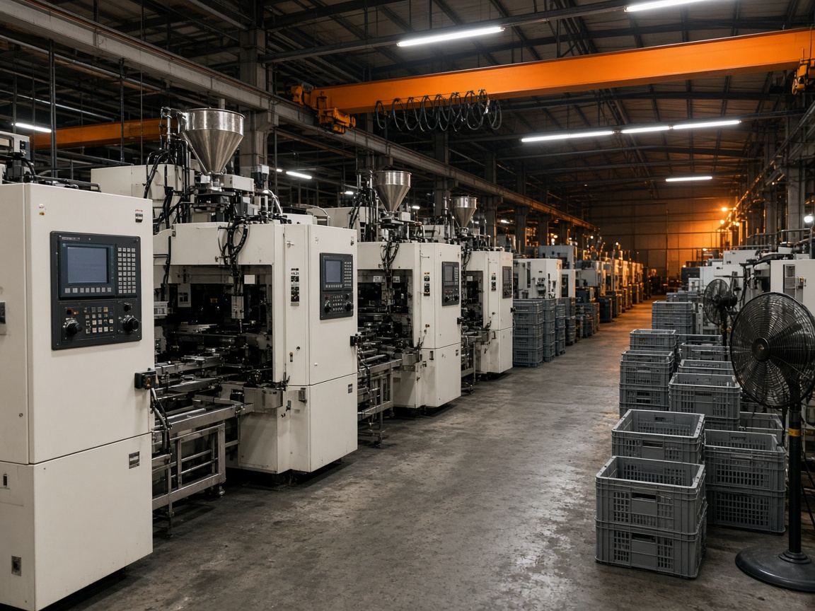 Injection molding machines shaping toy parts
